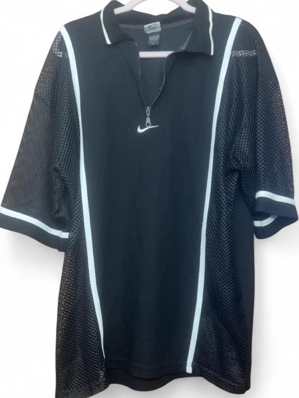 Vintage Nike Made in USA Quarter Zip Mesh Polo XXL